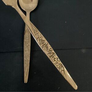 Nasco Rosevine Caress Serving Set Sugar Spoon Butter Knife Natl Stainless Korea